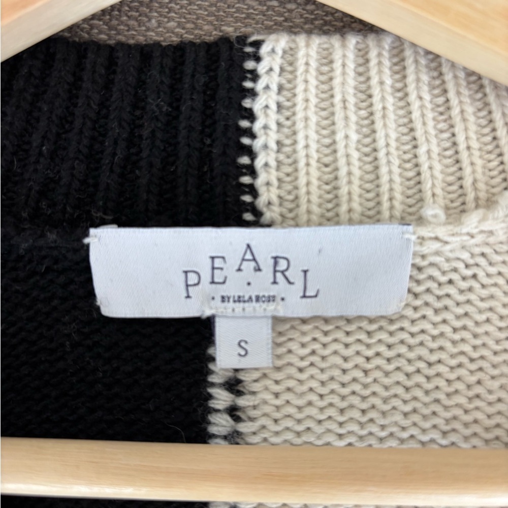 Pearl by Lela Rose Black Cream Yin Yang Wool Cashmere Blend oversized sweater S - Picture 5 of 10